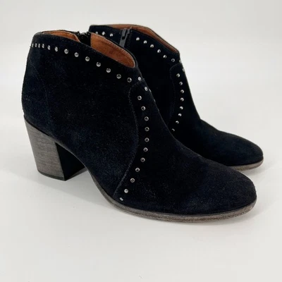 Frye Nora Ankle Boots Studded Womens 9 B Black Suede Leather Heeled Zip Western  - Image 1 of 4