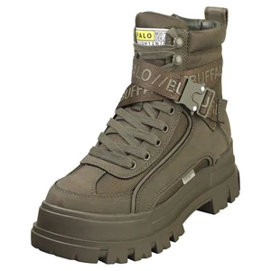 Buffalo Aspha Com1 Mi Vegane Damen Plateau Stiefel in Khaki - Bild 1 von 8