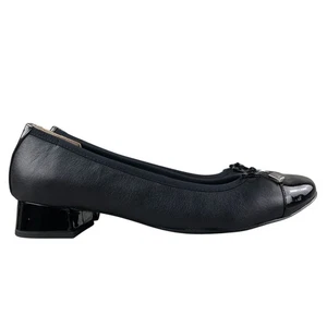 Vionic NWOT Women's Size 8.5 Daphne Black Leather Cap Toe Low Block Heel Pumps - Picture 1 of 16