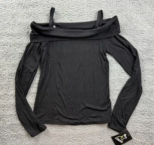 Art Class Girl's Size XL (14) Long Sleeve Off the Shoulder Ribbed T-Shirt Black - Picture 1 of 7