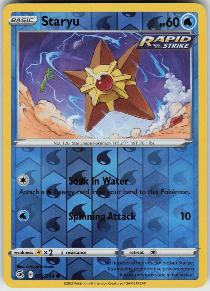 PO-06 Reverse Holo Staryu 052/264 Common SWSH08: Fusion Strike - Image 1 of 1