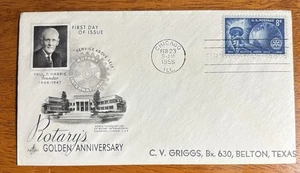 UNITED STATES ROTARY'S GOLDEN ANNIVERSARY 1955 SC#1066 ARTCRAFT CACHET NSA - Picture 1 of 2