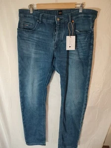 Jeans Hugo Boss 38 W x 32 L pantaloni jeans denim blu taber vestibilità affusolata - Foto 1 di 14