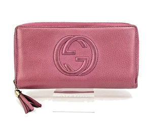 GUCCI SOHO Long Wallet Zip Around Patent Leather Pink Purse Authentic - Picture 1 of 19