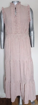 Nuevo con etiquetas Maxi Vestido London Times Talla 14W Niveles Cintura Calada Sin Mangas Rayas Nuevo con Etiquetas Foto 1 de 4