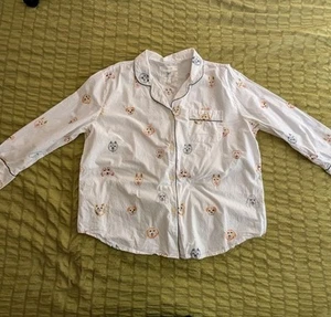 Printfresh Pajama Sleep Shirt Happy Hounds XL Organic Button Embroidered - Picture 1 of 7