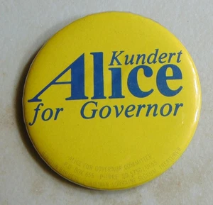 Alice Kundert 1986 South Dakota Governor campaign pin button political - Picture 1 of 1