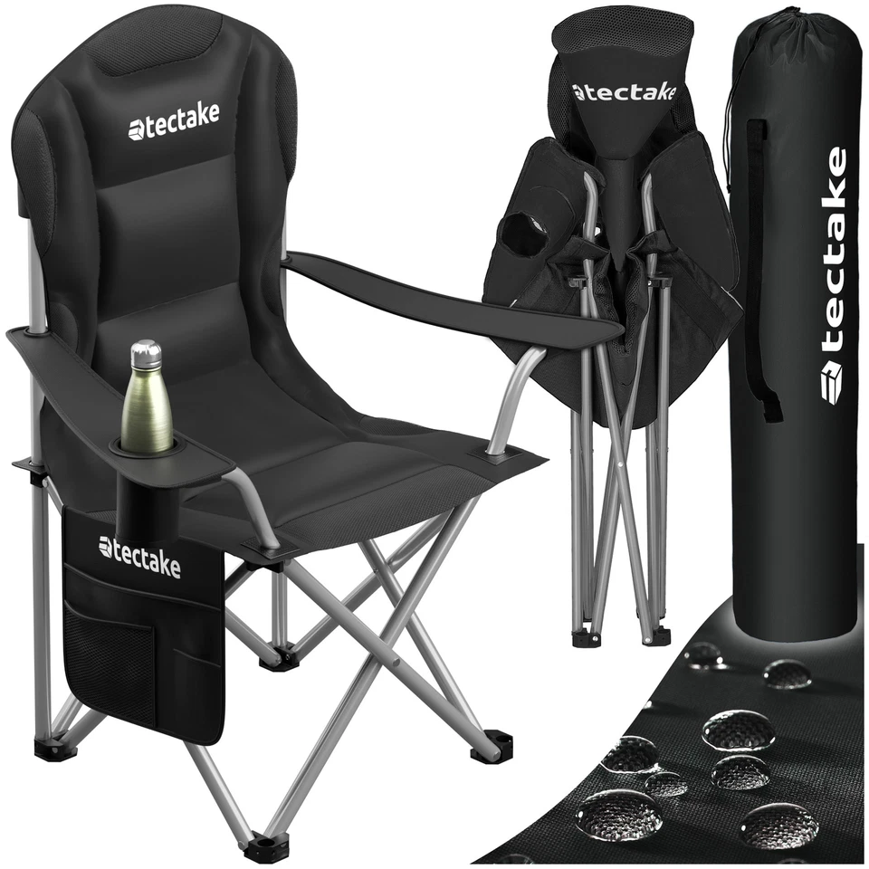 Sedia campeggio poggia-bibite imbottita pieghevole da spiaggia 120 kg carico  - Immagine 1 di 4