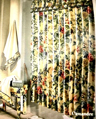 Cortina de chuveiro floral 80x45 tecido colorido mistura de algodão Cottagecore Airbnb NOVO - Imagem 1 de 4