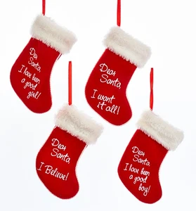 Kurt Adler Dear Santa Been Good Want It All Stocking 7 Inch Ornament Set of 4 - Picture 1 of 1