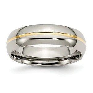Titanium 14K Gold 6mm Mens Wedding Ring Band Sz 11.5 - Picture 1 of 8