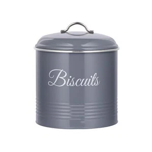Round Biscuit Tin Grey - Picture 1 of 4