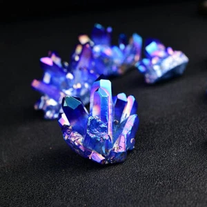 50g Natural Aura Blue Titanium Quartz Crystal Cluster Specimen Stone Healing Gem - Picture 1 of 12