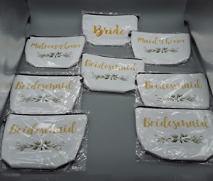SET Of 8 Bridesmaid Gifts Bridesmaid Makeup Bag Wedding Party Cosmetic Bag