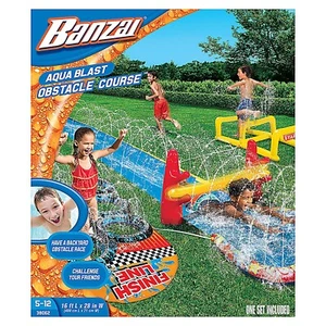 NUOVO Banzai Aqua Blast campo a ostacoli slip & slide 16' bambino centro giochi all'aperto - Foto 1 di 4