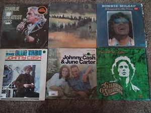 SIX 70'S VINTAGE VINYL RECORD ALBUMS FEATURING JOHNNY CASH, MILSAP, CHARLIE RICH - Picture 1 of 20