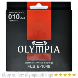 Flatwound Electric Guitar Strings Pack Set - Olympia FLS E-1048 Stainless Steel - Picture 1 of 3