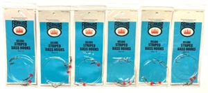 6 Packs FISHKING SW-217 Snelled Deluxe Striped Bass Size 1/0 Hook 2-Count - Picture 1 of 19