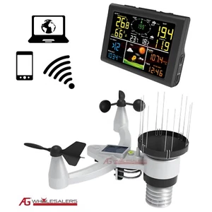 Weather Station Indoor Outdoor Wireless WiFi Rain Gauge Solar Sensor UV Digital - Picture 1 of 12
