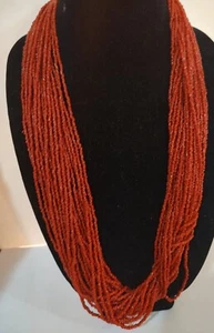 Coral Colored Sea Bead Necklace. 28 In - Picture 1 of 5