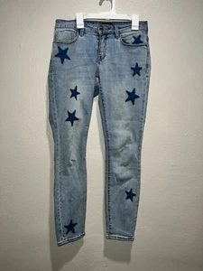 Nanette Lepore Hamilton Skinny Star Print Light Wash Jeans Women Size 4 - Picture 1 of 8