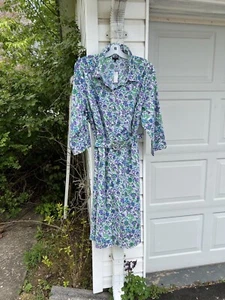 NWT Talbots Pretty Purple Blue Green Floral 3/4 Sleeve MIDI Dress Pockets 22W - Picture 1 of 8