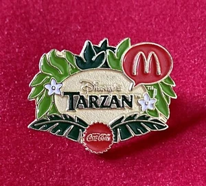 McDonalds Disney's TARZAN Coca-Cola Pinback Button Pin Crew Badge - Picture 1 of 2