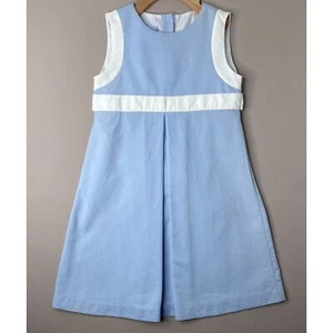 BELLA BLISS Girls 6 Yrs Light Blue Sleeveless Pique Dress w/White Tie Sash - Picture 1 of 5