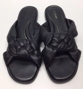 Cole Haan Anica Lux Slip-On Sandals Women's Black Leather Braided Size 10.5 - Picture 1 of 10