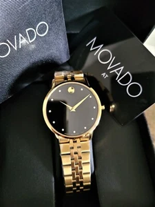 New Movado Museum Classic Diamond Dial Gold-Tone Steel Men's Watch 0607625 - Picture 1 of 3
