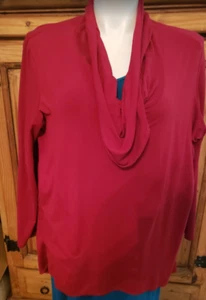 SLINKY BRAND Plus Size 3X Shirt Top Red 3/4 Sleeve Stretch - Picture 1 of 2