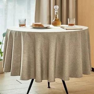 Round Table Cloth Linen Farmhouse Tablecloth Waterproof Anti-Shrink Soft and ... - Picture 1 of 6