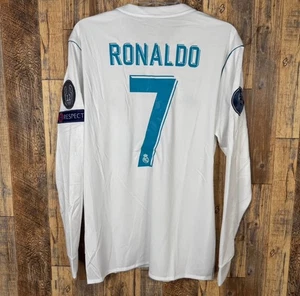 Camiseta de fútbol local Real Madrid 2017-18 manga larga para hombre M RONALDO #7 - Imagen 1 de 10