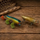 2 Vintage Wood Fishing Lures 3.5” 4” Prop Bait Zaragossa Style Topwater