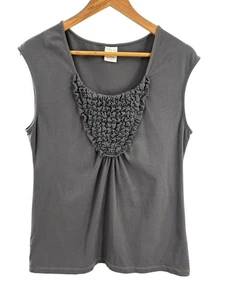 Matilda Jane grau gerafftes ärmelloses Top mit V-Ausschnitt XL weich dehnbar Freizeit Damen - Bild 1 von 5