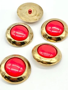 12 Vintage Gold Shank Pearlized Italian Metal Buttons (38mm) 1.5" RED ONLY - Picture 1 of 4