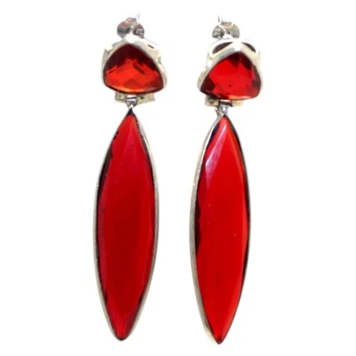Pendientes Plata de Ley 925 Piedra Circón Rojo Hechos a Mano Mujer Regalo G447 Foto 1 de 4