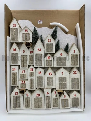 Pottery Barn Lit Glitter Houses Holiday Christmas Advent Calendar 24" h #U316 - Image 1 of 3