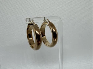 14 Karat Gelbgold Ohrringe Italien Creolen Schnapp hohl rund durchbohrt, 26 mm, 2,77 g - Bild 1 von 18