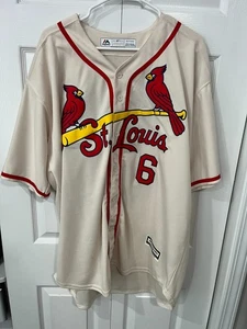 Majestic St. Louis Cardinals Stan Musial Retro Baseball Jersey Cream 2XL - Picture 1 of 5
