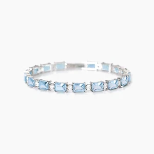 BRACCIALE DONNA MABINA ARGENTO ACQUAMARINE SINTETICHE TAGLIO BAGUETTE E ZIRCONI - Bild 1 von 3