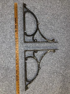 VINTAGE Barnes Mounting Brackets Decorative Cast Iron Farm Sink Shelf 14 X 16 - Picture 1 of 8