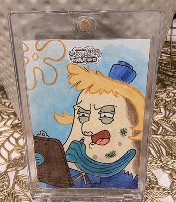 1/1 Masterpiece! Mrs. Puff Sketch Topps Chrome SpongeBob 25th - Frank Sansone - Image 1 of 2