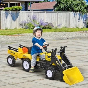 Pedal Go Kart Ride on Seat Excavator Trailer Dig Wheels Tyres -Yellow - Picture 1 of 11