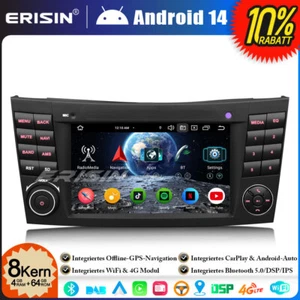 8-Kern DAB+ 64GB Android 14 CarPlay Autoradio BT Mercedes E/CLS Klasse W211 W219 - Bild 1 von 24
