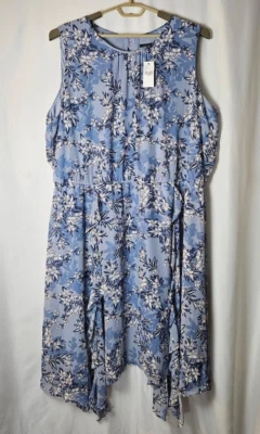 Women's Lane Bryant NWT Blue Floral Print Sleeveless Layered Dress Size 28 - Image 1 of 4