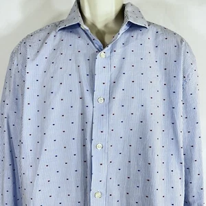 JACHS Manufacturing Mens 17 1/2 34-35 Dress Shirt Blue Button Up Long Sleeve - Imagen 1 de 13