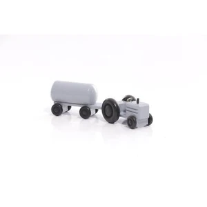Wooden Toy Tractor with Barrel Trailer HxWxD 3.5x7.5x3cm NEW Wood Truck - Picture 1 of 2