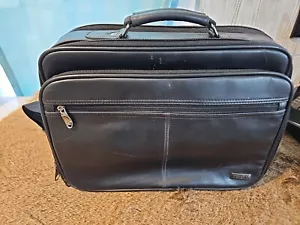 ICON Black Faux Leather 3 Compartment Laptop/Organizer Case With Shoulder Strap - Picture 1 of 3