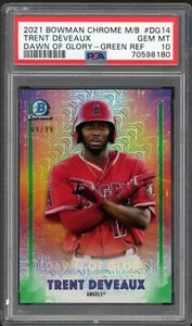 2021 Bowman Chrome Trent Deveaux DAWN OF GLORY GREEN REFRACTOR - Angels PSA 10 - Picture 1 of 2